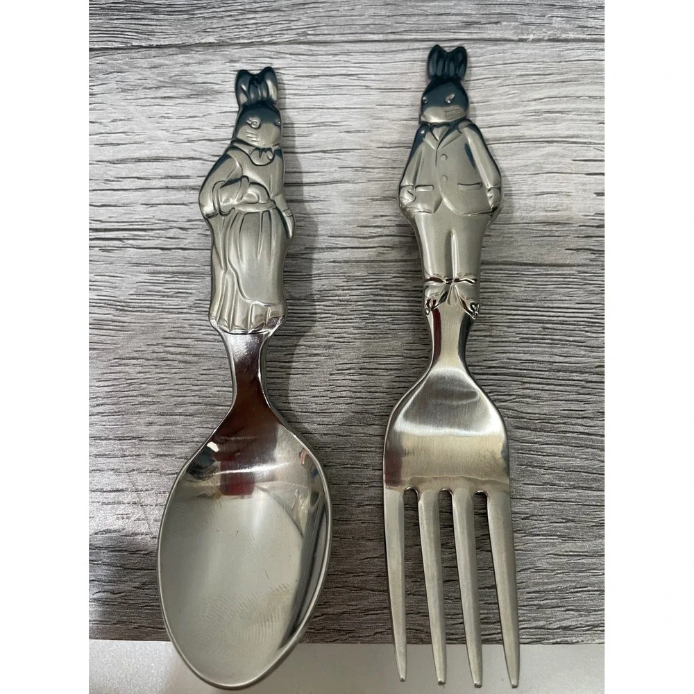 Reed & Barton Bunnykins Silver Plate Spoon Fork Set 1998 Royal‎ Doulton Vintage